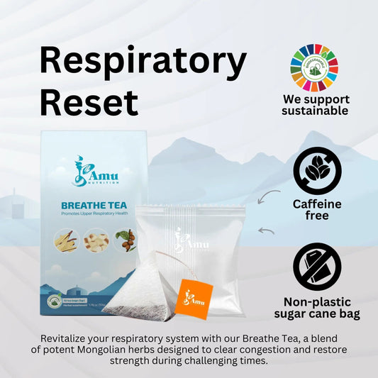 Breathe Tea – Kid-Friendly Winter Remedy for Dry Cough, Asthma Support & Lung Health, Reduces Dampness with Licorice, Jujube, and Job's Tears – Sweet, Non-Minty Flavor - 10 Sugarcane Tea Bags-1