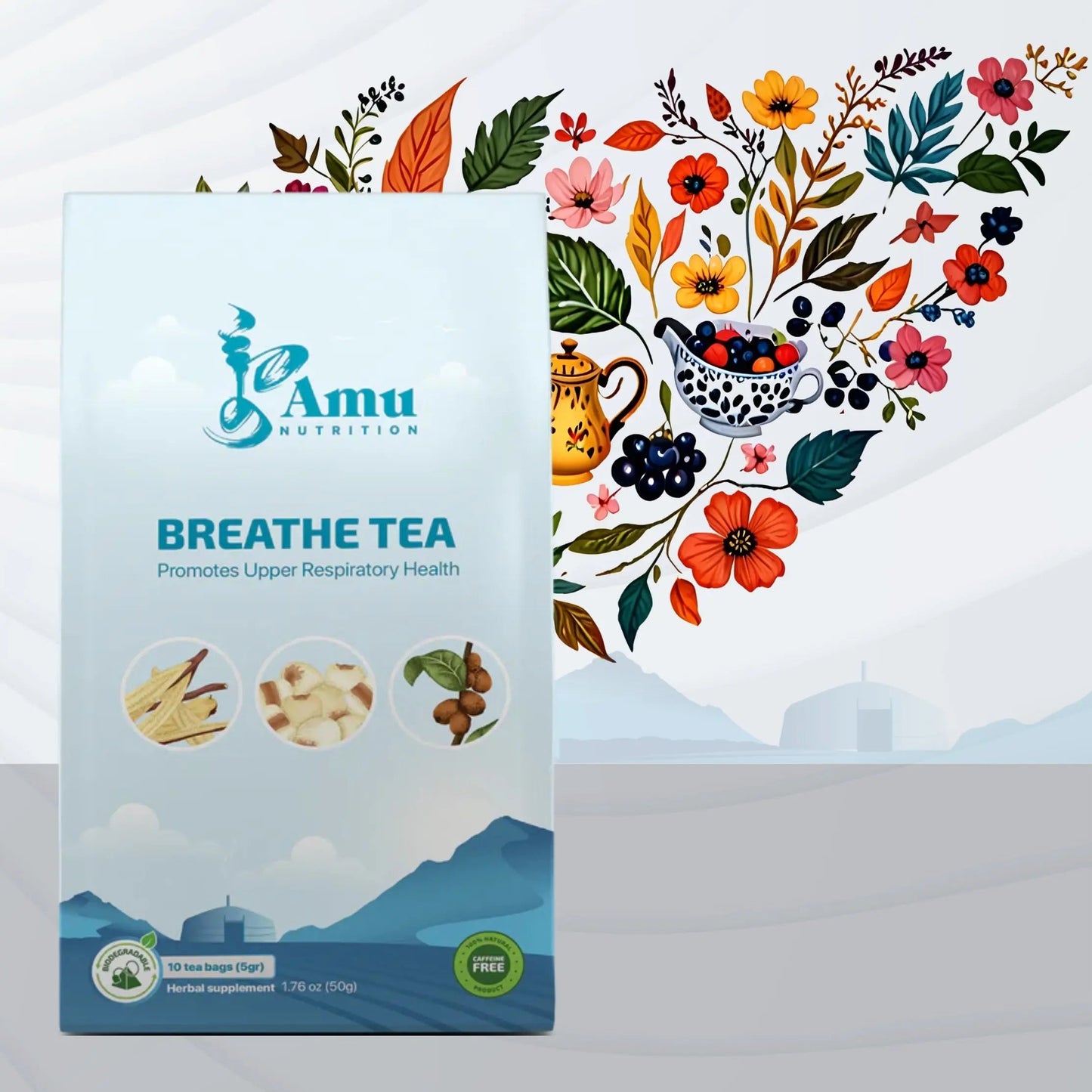 Breathe Tea – Kid-Friendly Winter Remedy for Dry Cough, Asthma Support & Lung Health, Reduces Dampness with Licorice, Jujube, and Job's Tears – Sweet, Non-Minty Flavor - 10 Sugarcane Tea Bags-0